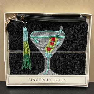 Sincerely Jules | Beaded Martini 🍸 Wristlet/Wallet/Make-Up Bag